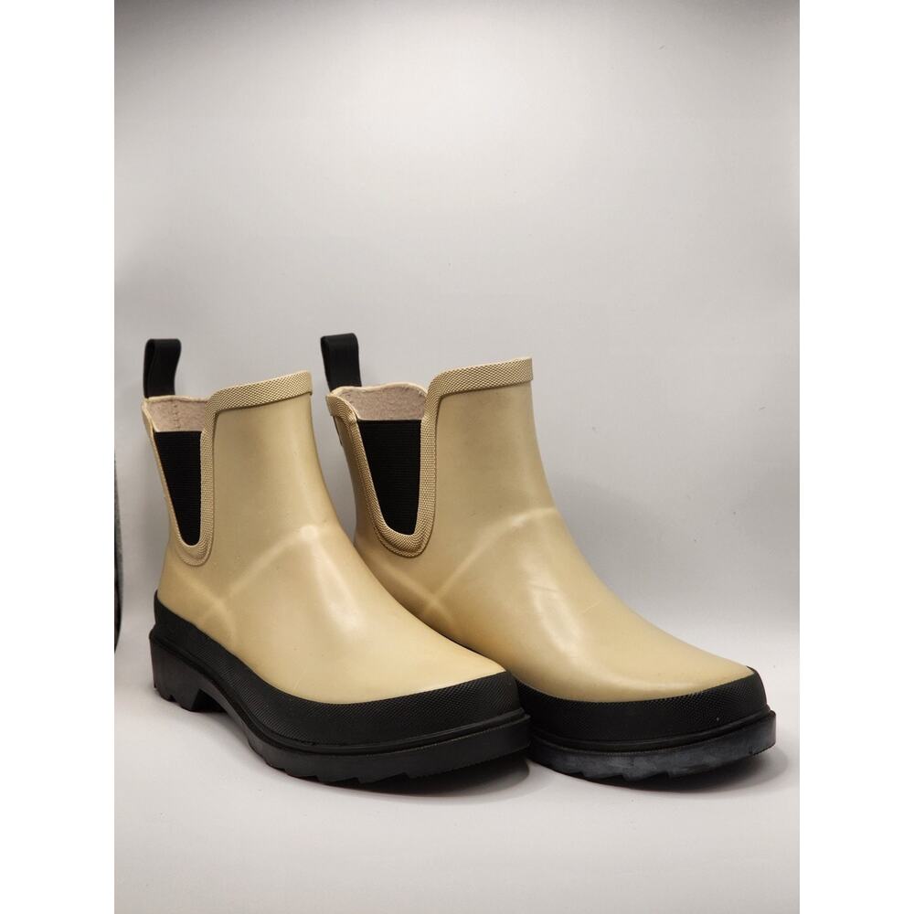 Time and Tru Womens Size 6 Chelsea Rain Boots Tan Beige Ankle Rubber Garden Boot - Picture 2 of 9